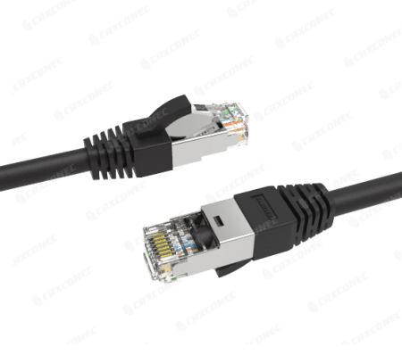 کابل پچ کورد Cat.6A STP 26AWG با روکش PVC رنگ مشکی 0.5 متر - کابل پچ Cat.6A 26AWG رنگ مشکی با لیست UL